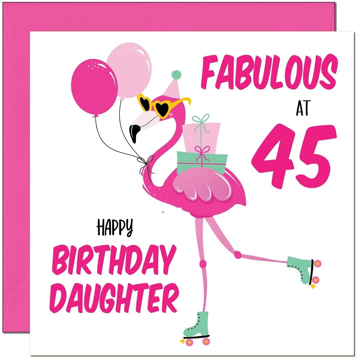 Daughter Birthday Card - Fabulous Flamingo - Ladies Womens Pink Cute Daughters