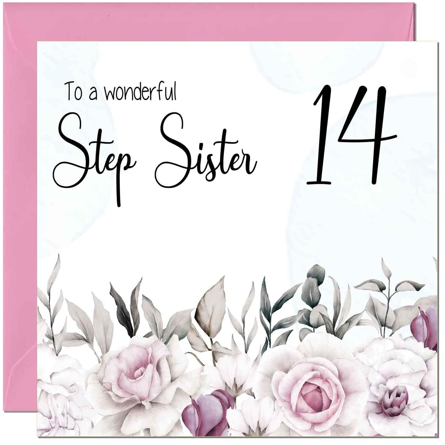 Step Sister Birthday Card Floral Elegant Step Sisters