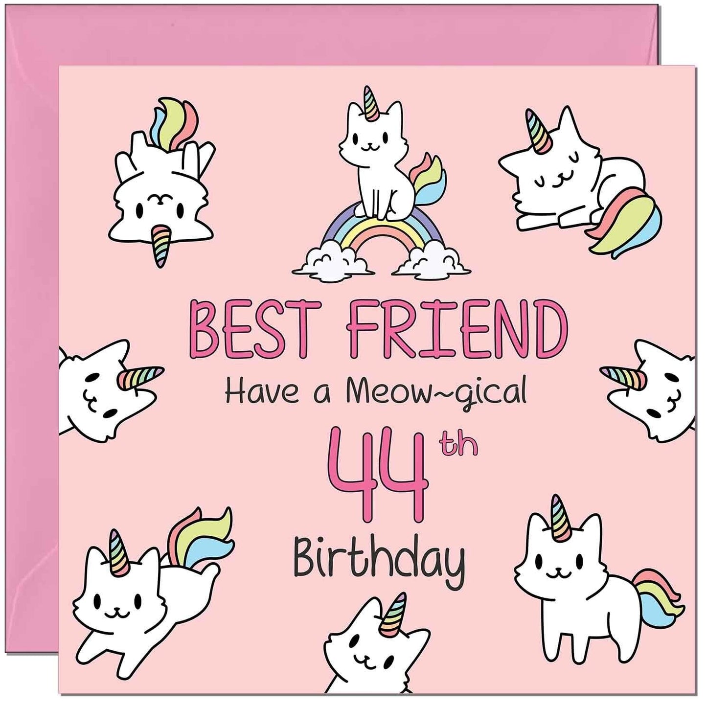 Best Friend Birthday Card - Funny Cat Cute Girls Womens