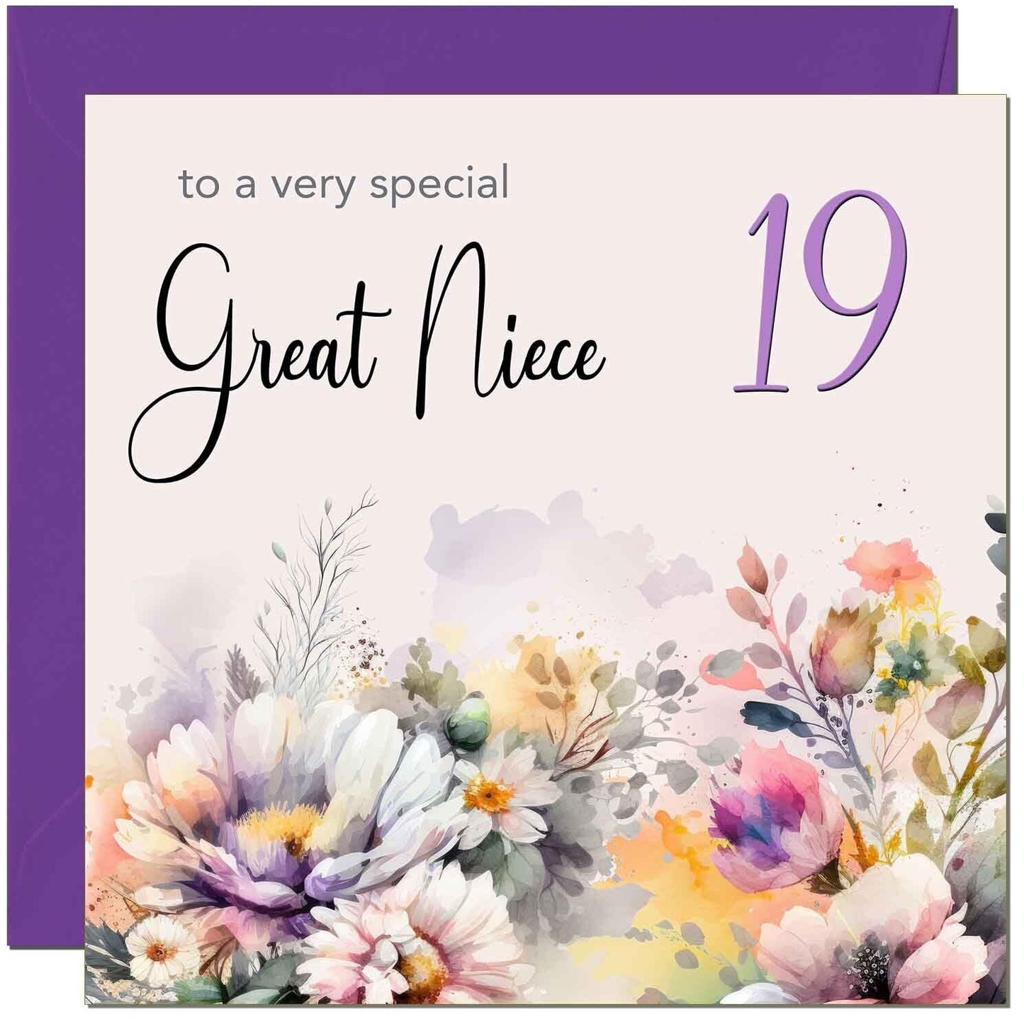 Great Niece Birthday Card - Purple Floral Great Niece's