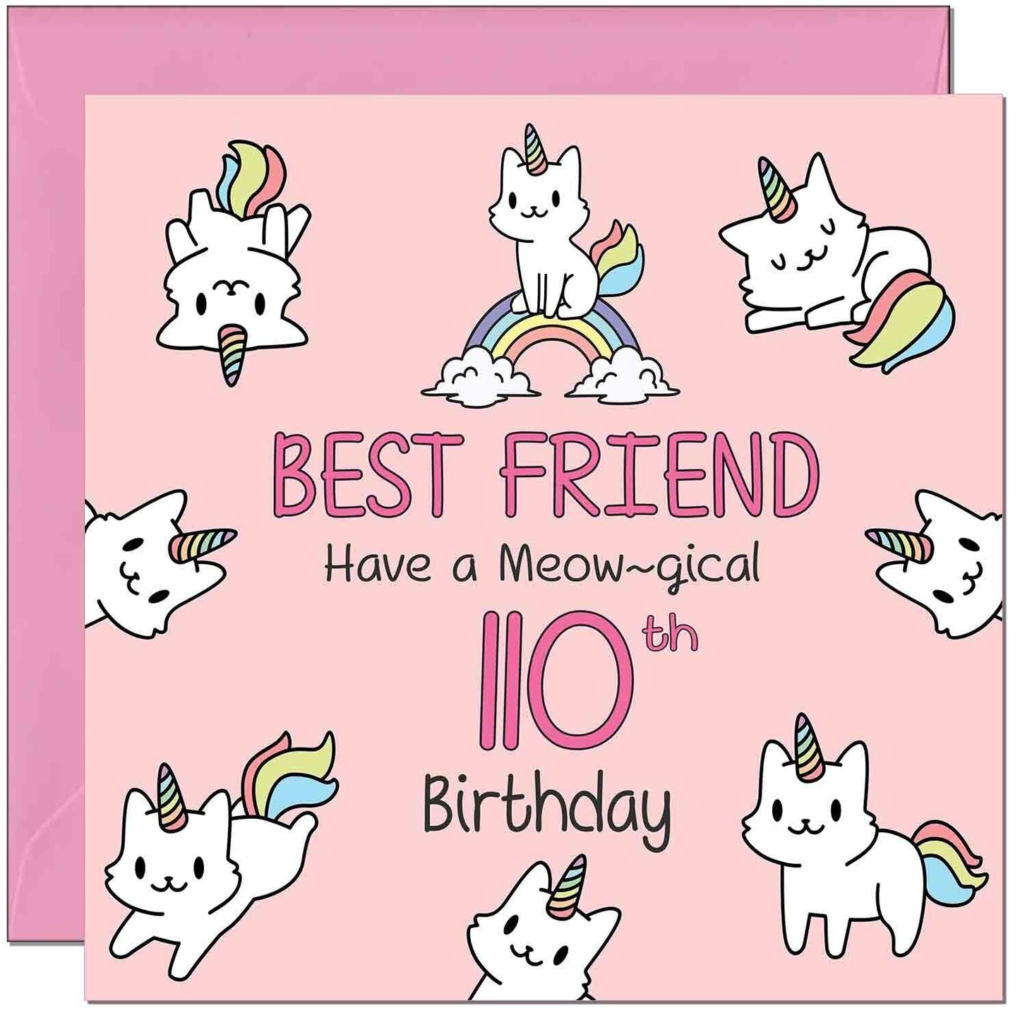 Best Friend Birthday Card - Funny Cat Cute Girls Womens