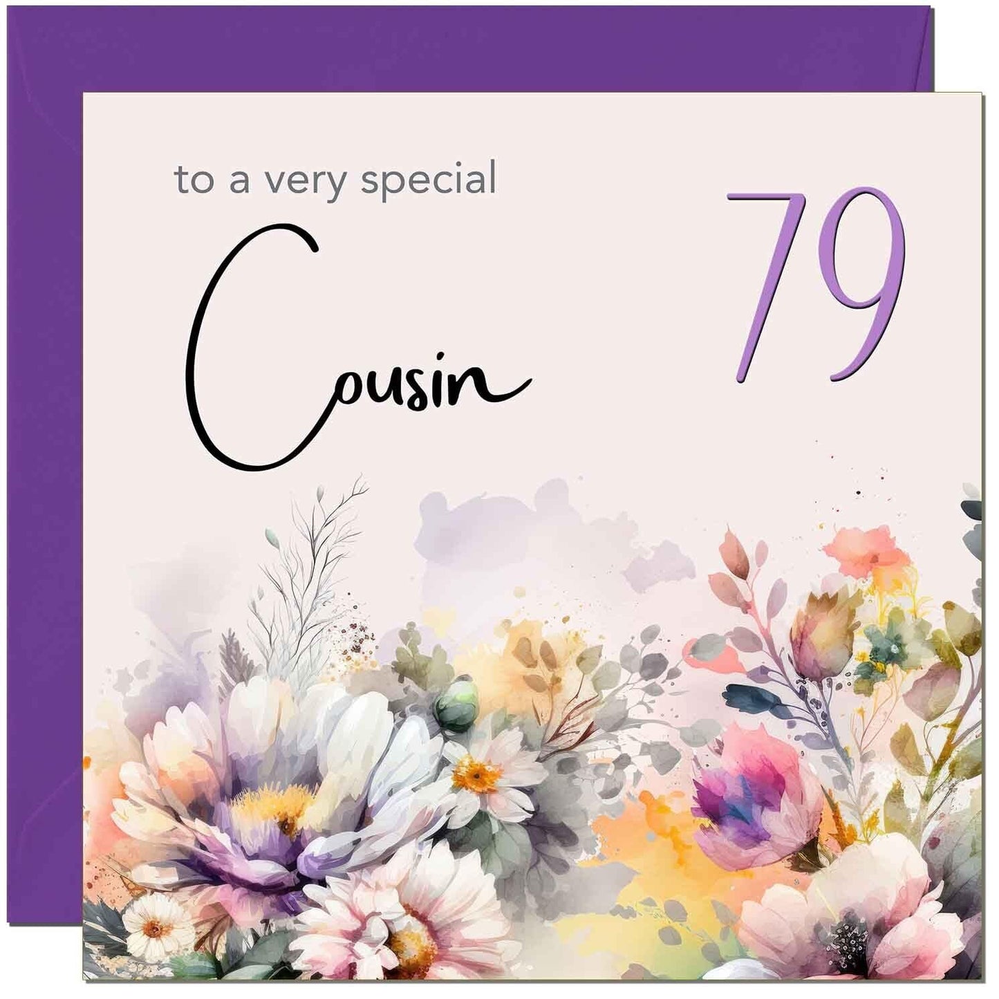 Cousin Birthday Card - Purple Floral Cousin's