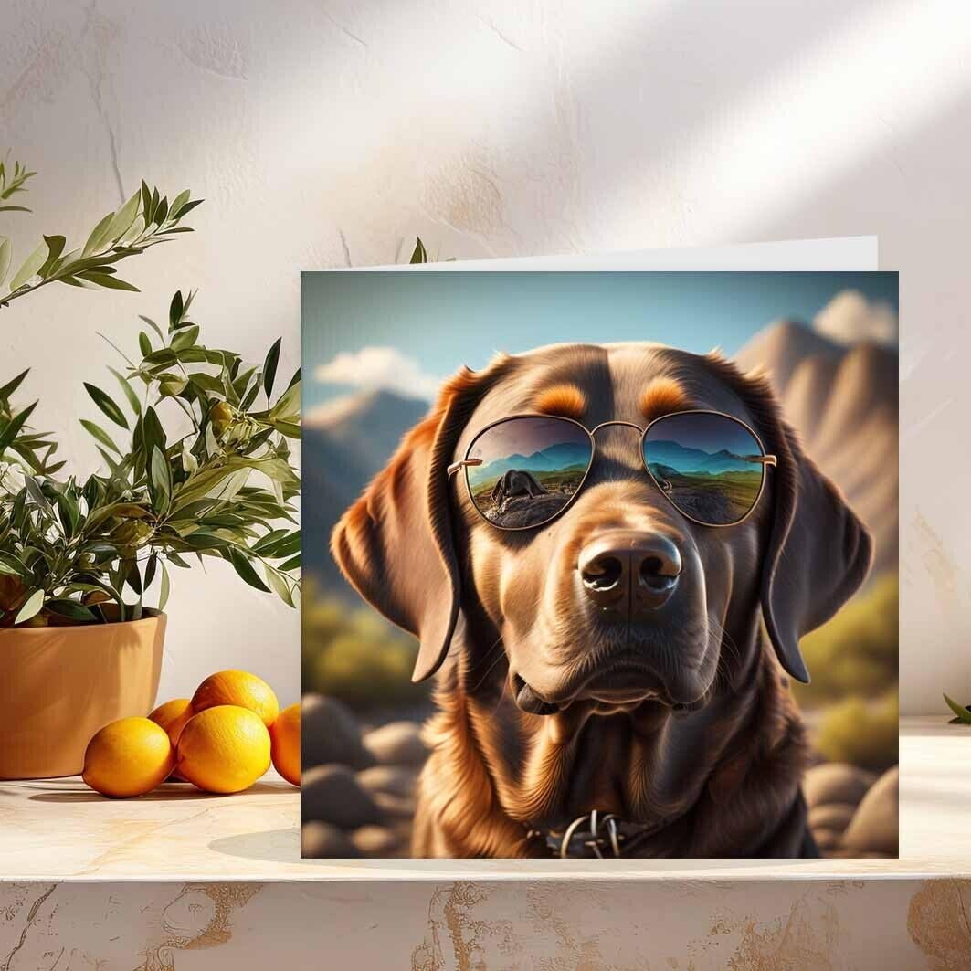 Labrador Dog in Sunglasses Greeting Card Birthday Card 145 x 145mm