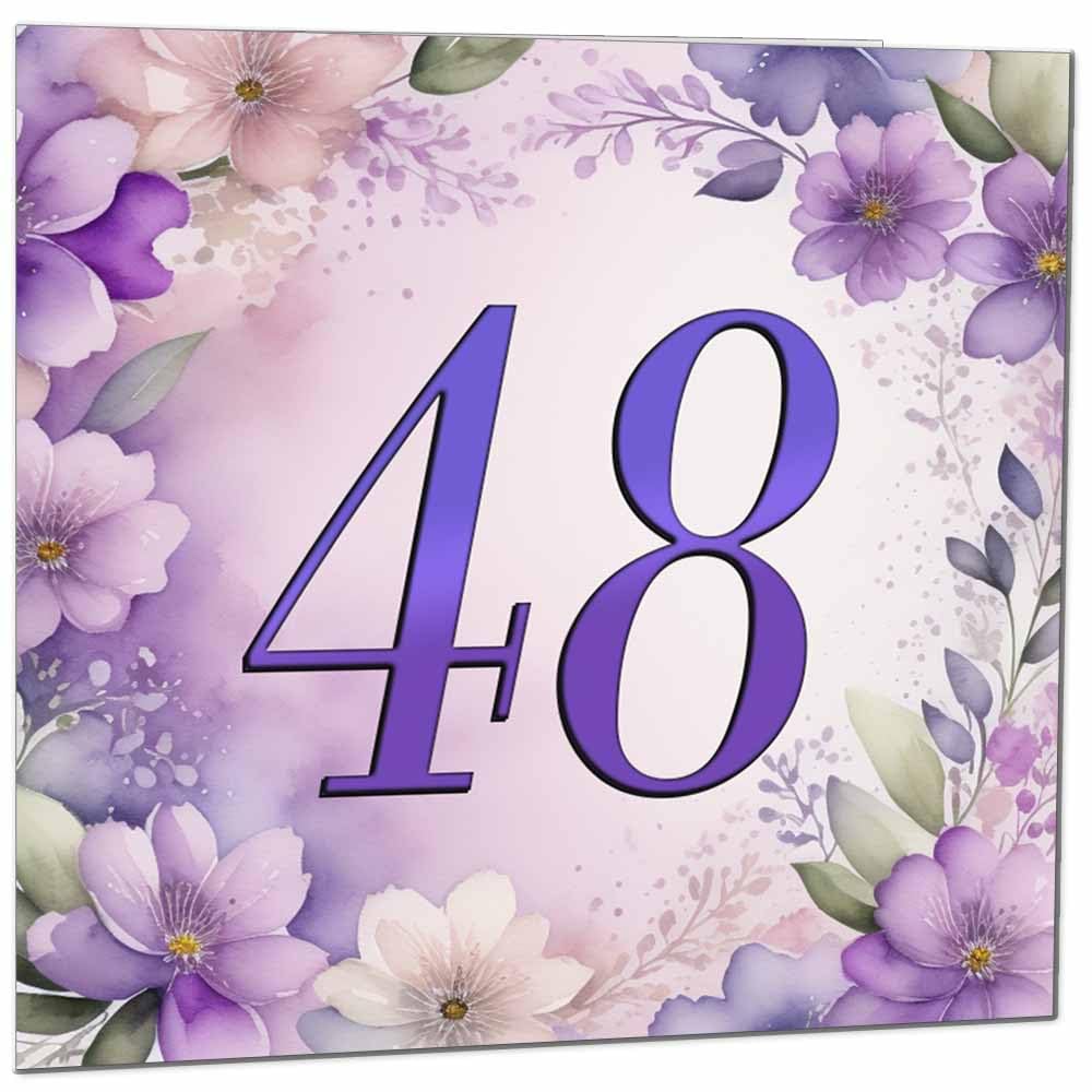 Birthday Card for Women - Purple Floral 80th Birthday Cards for year old woman Ladies Grandma Nan Aunt Mum Sister Mom Friend