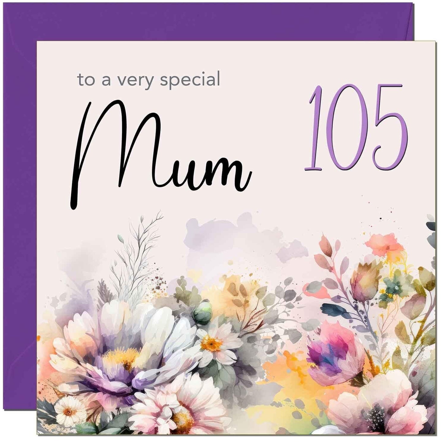Mum Birthday Card - Purple Floral Mother Mom Mums