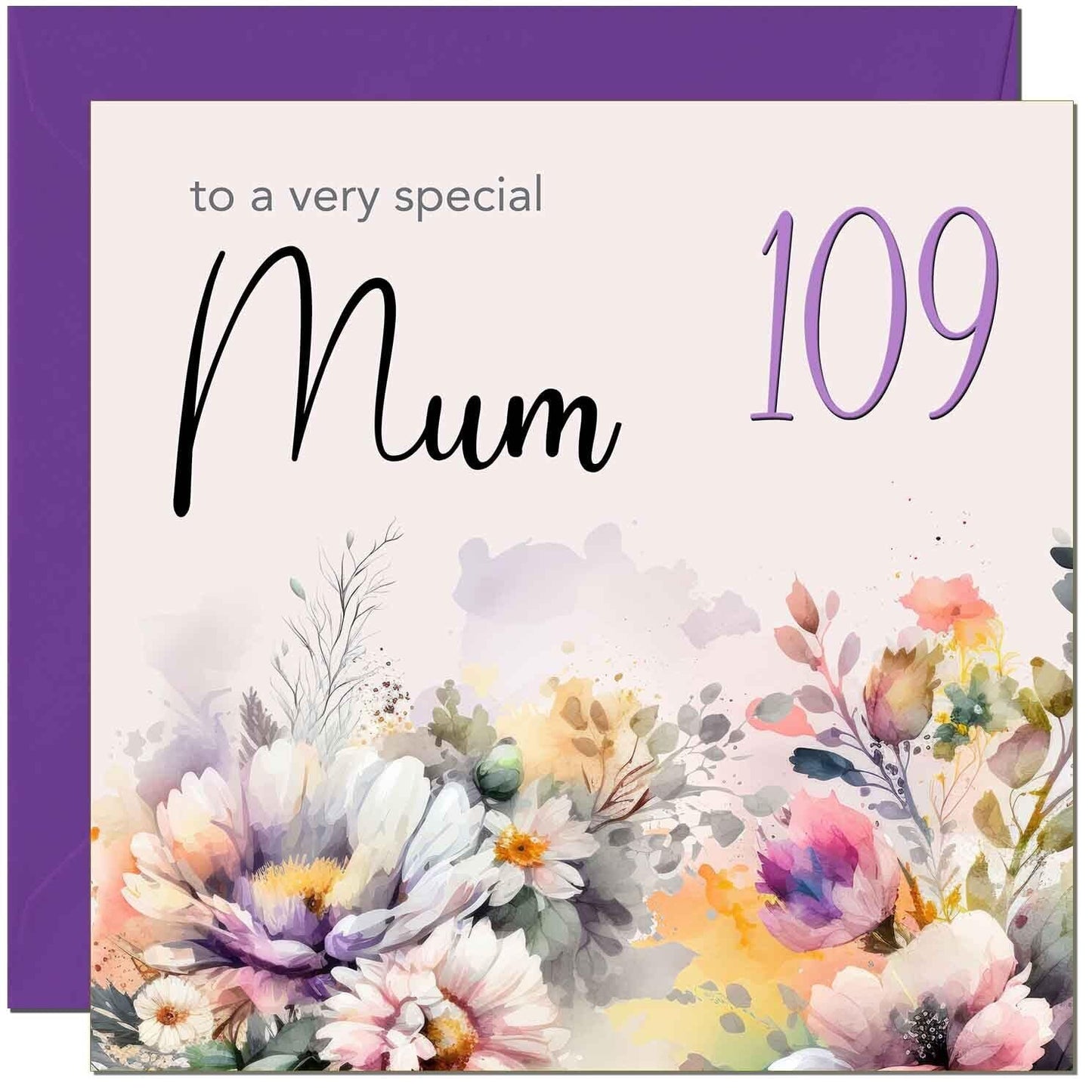 Mum Birthday Card - Purple Floral Mother Mom Mums