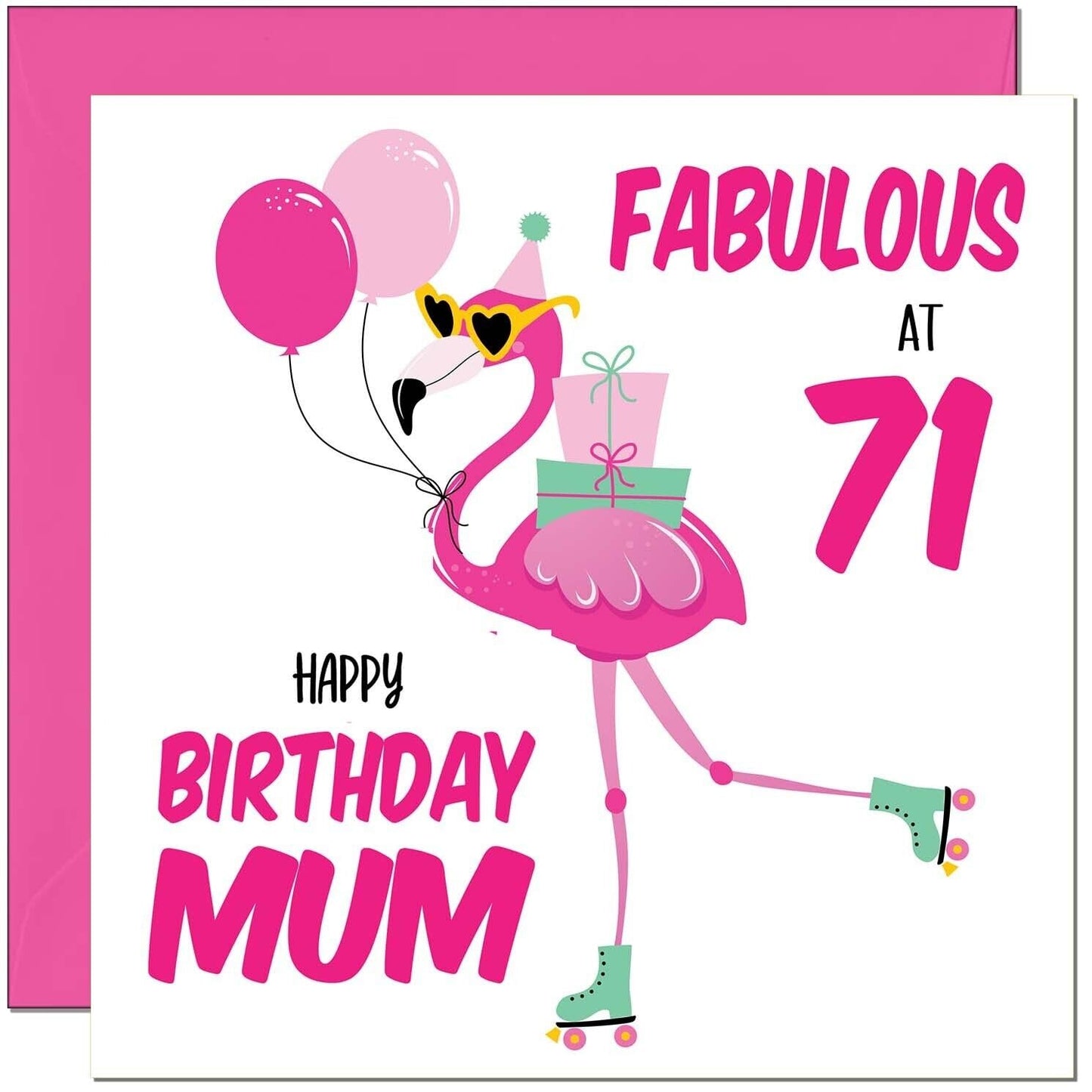 Mum Birthday Card - Fabulous Flamingo - Mom Womens Pink Cute Mum Mothers