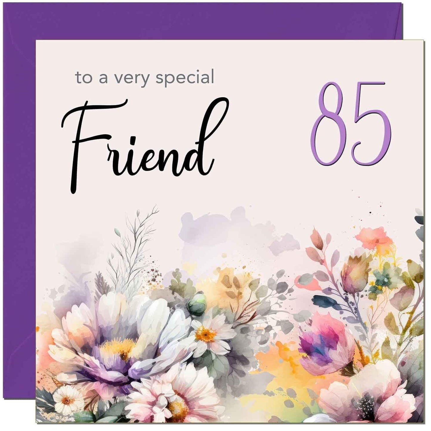 Friend Birthday Card - Purple Floral Womens Friendship