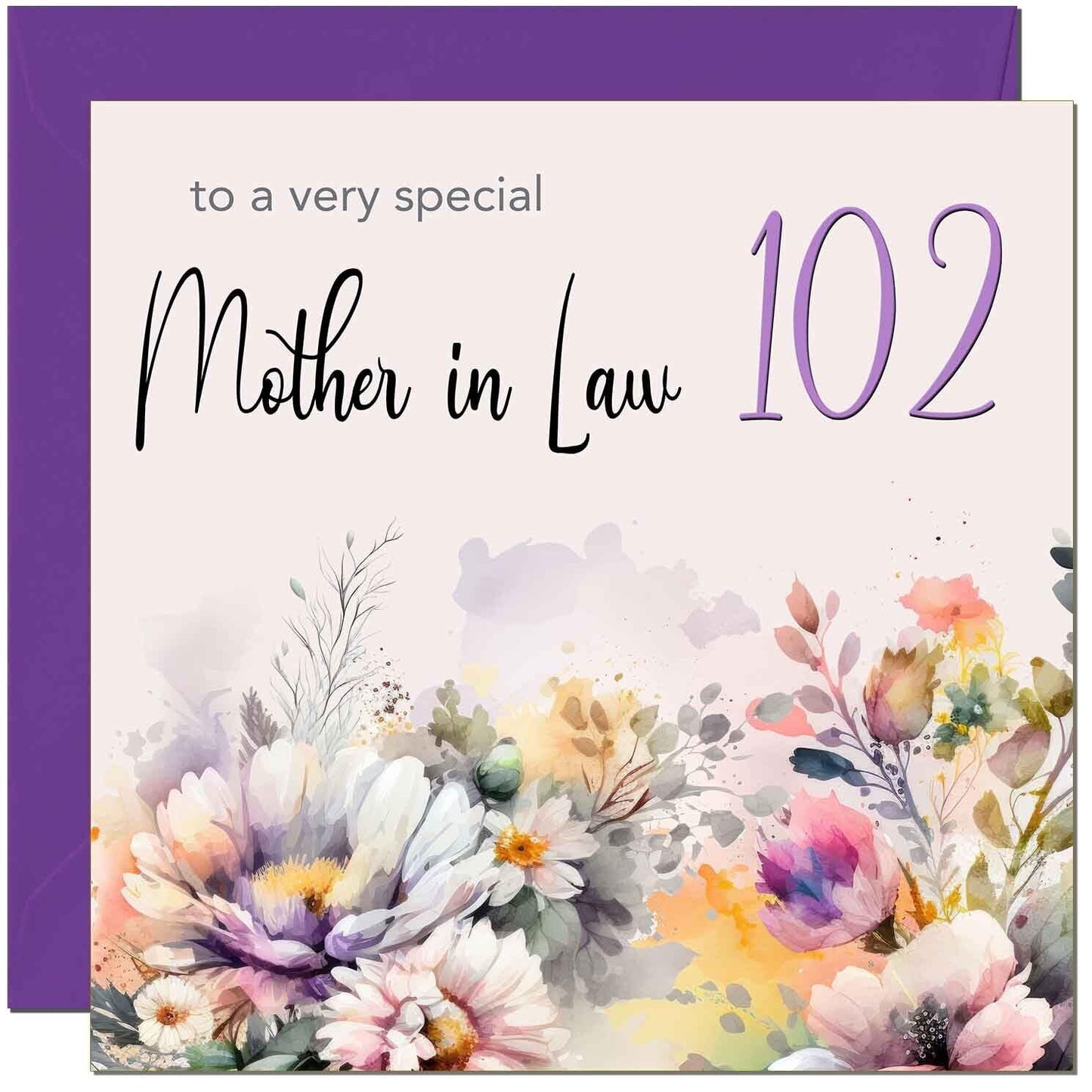 Mother in Law Birthday Card - Purple Floral
