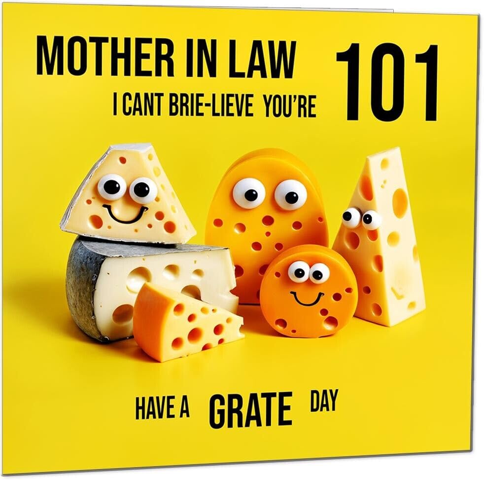 Mother in Law funny Birthday Card - Cheese Pun Funny Mother in Laws