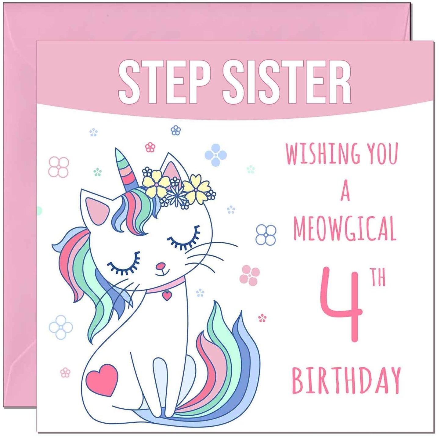 Step Sister Birthday Card - Meowgical Funny Cat