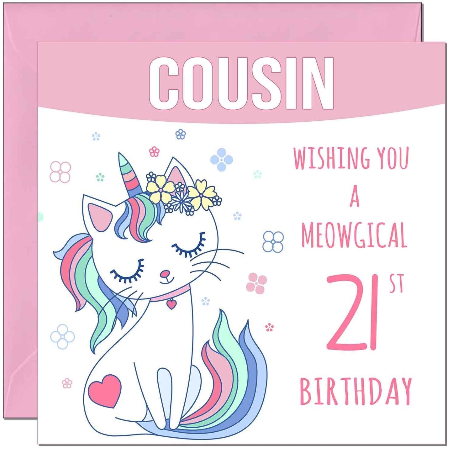 Cousin Birthday Card - Meowgical Funny Cat