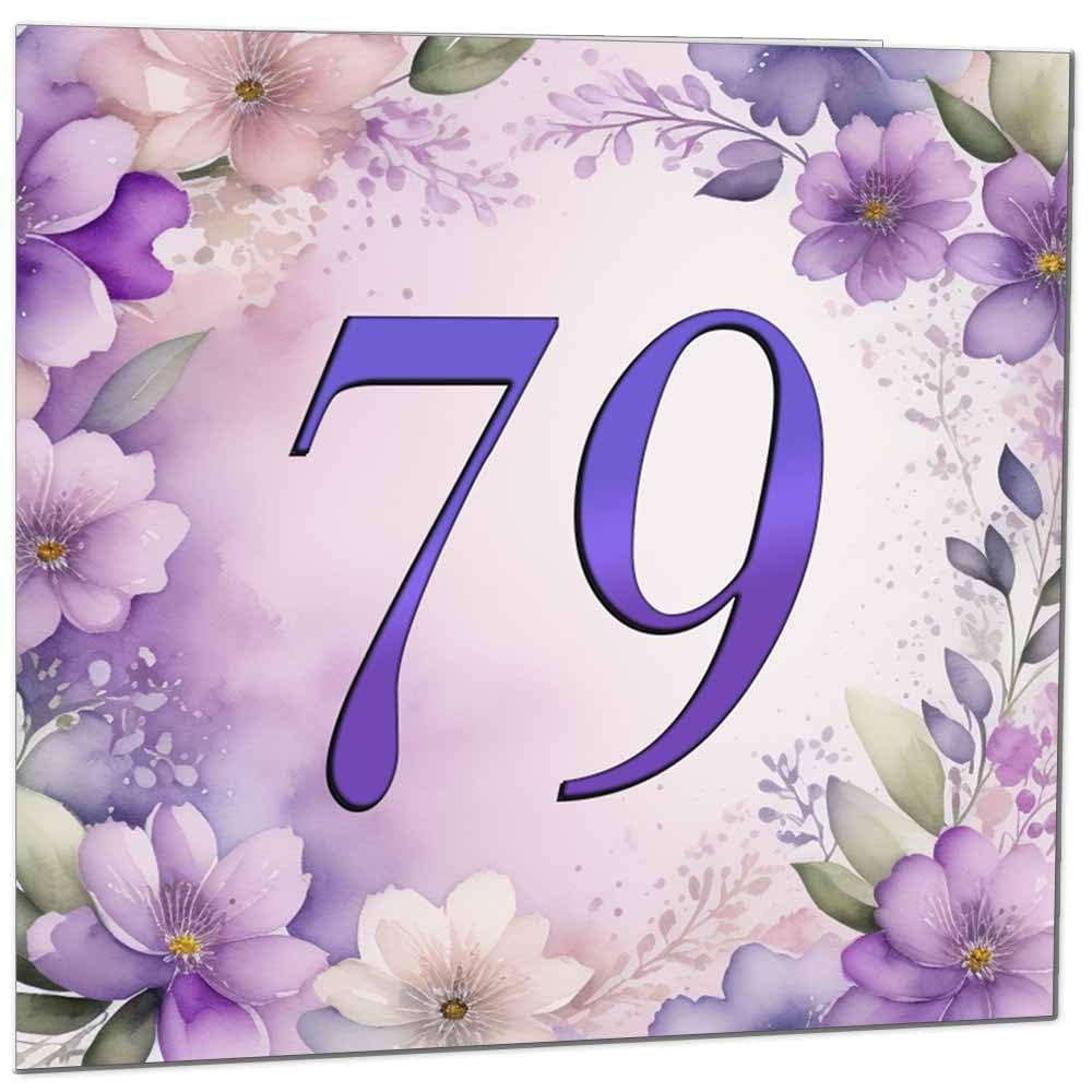 Birthday Card for Women - Purple Floral 80th Birthday Cards for year old woman Ladies Grandma Nan Aunt Mum Sister Mom Friend