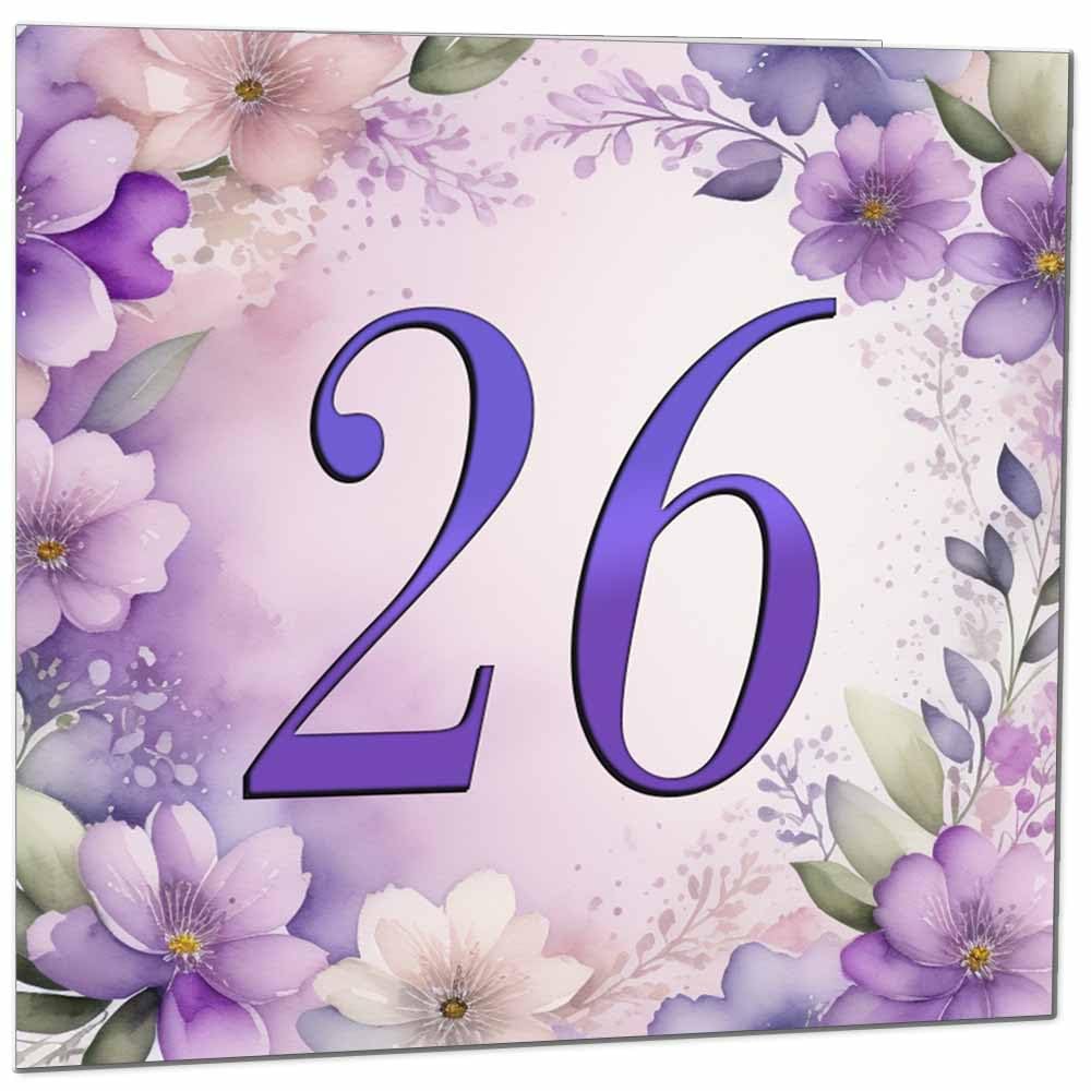 Birthday Card for Women - Purple Floral 80th Birthday Cards for year old woman Ladies Grandma Nan Aunt Mum Sister Mom Friend