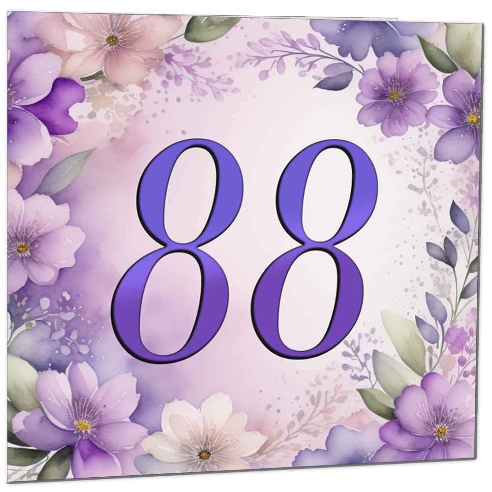 Birthday Card for Women - Purple Floral 80th Birthday Cards for year old woman Ladies Grandma Nan Aunt Mum Sister Mom Friend