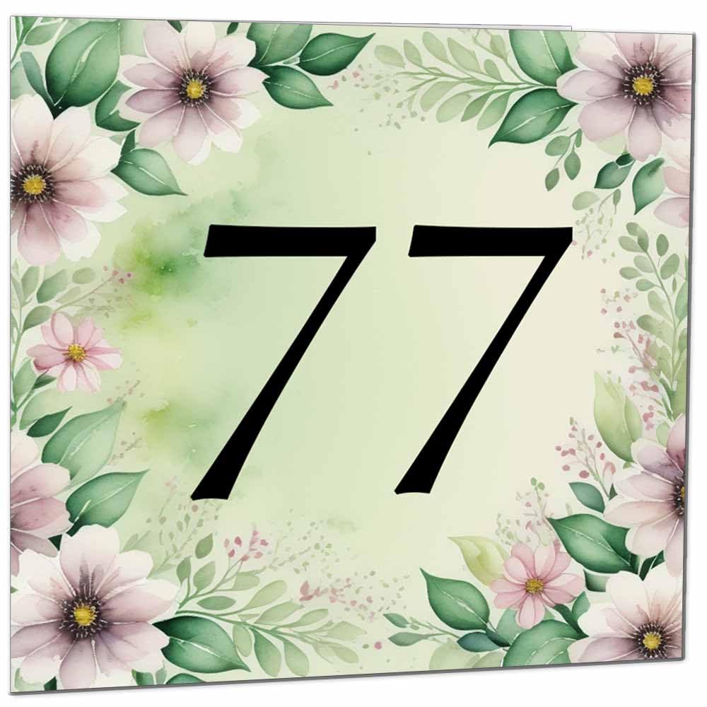 80th Birthday Card for Women Men - Green Floral Birthday Cards for 80 year old Lady Eighty Eightieth Ladies Grandma Nan Aunt Mum Sister Mom Friend