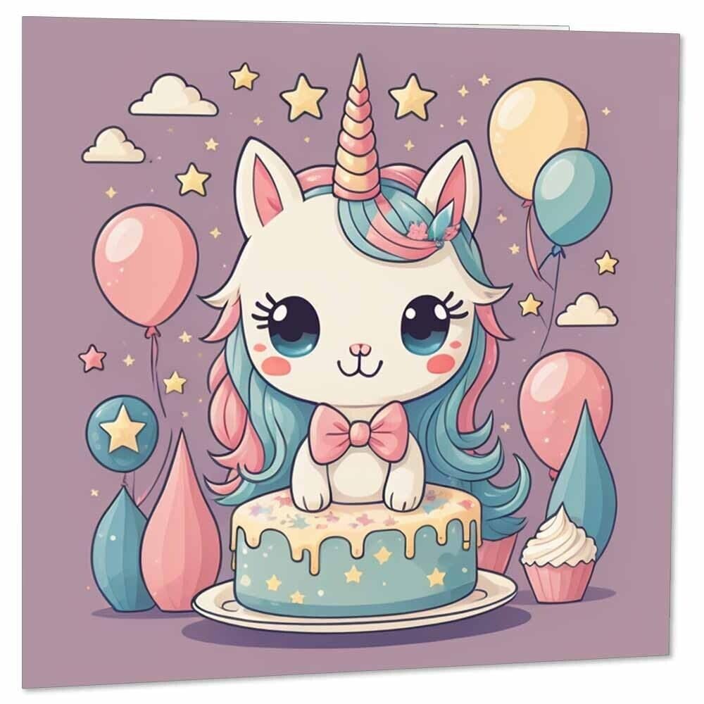 Unicorn Birthday Card Children's Happy Birthday Cards for Kids 145 x 145mm