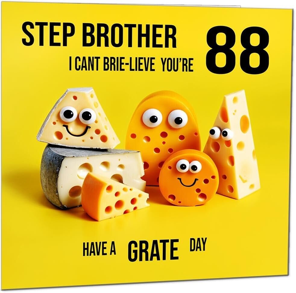 Step Brother Birthday Card - Cheese Pun Funny Step-Brothers