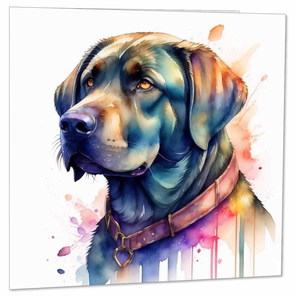 Labrador Watercolour Birthday Card - Black Lab Greeting Card 145 x 145mm
