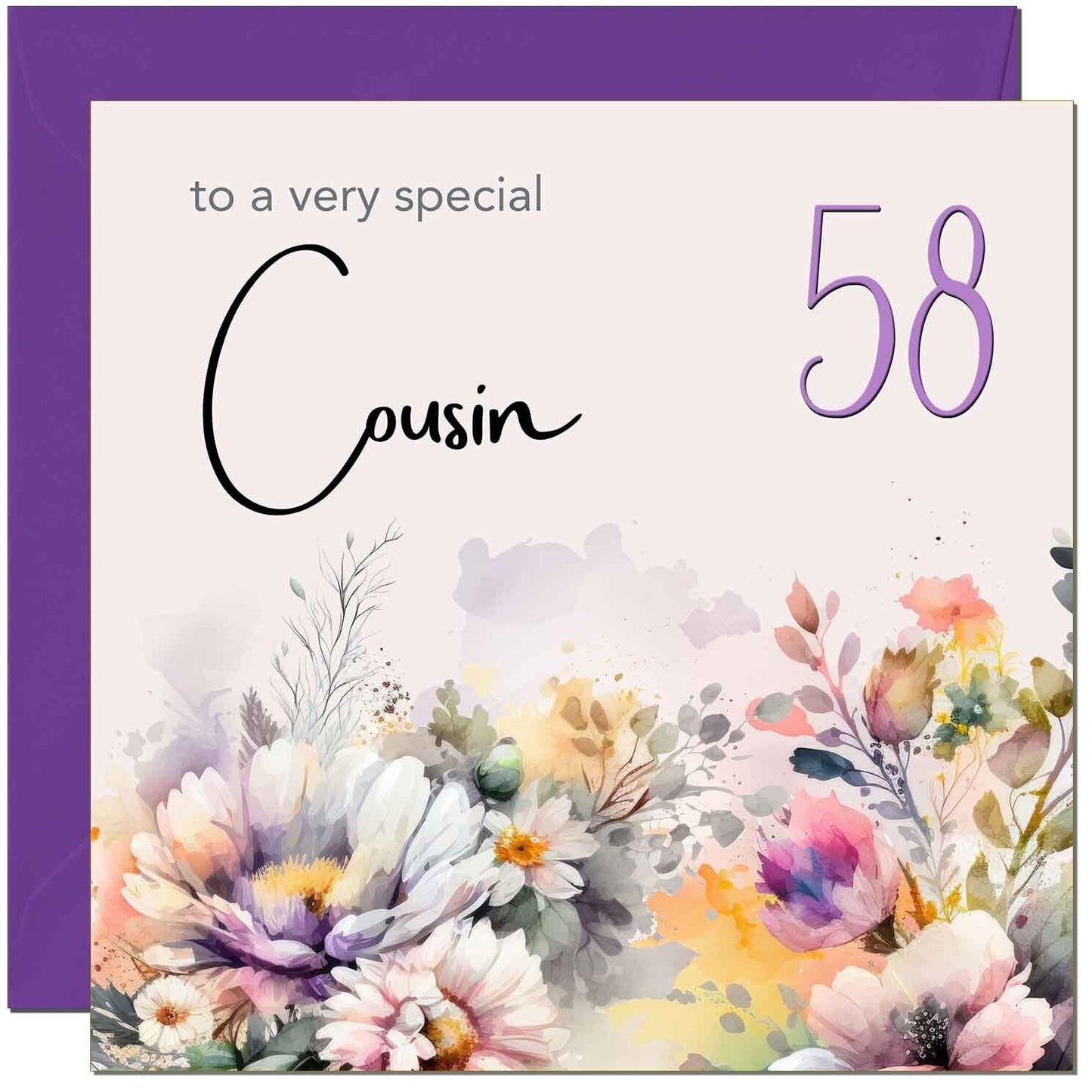 Cousin Birthday Card - Purple Floral Cousin's