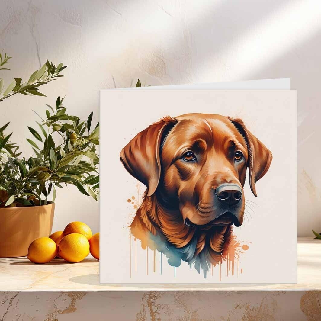 Watercolour Labrador dog Birthday Card 145 x 145mm