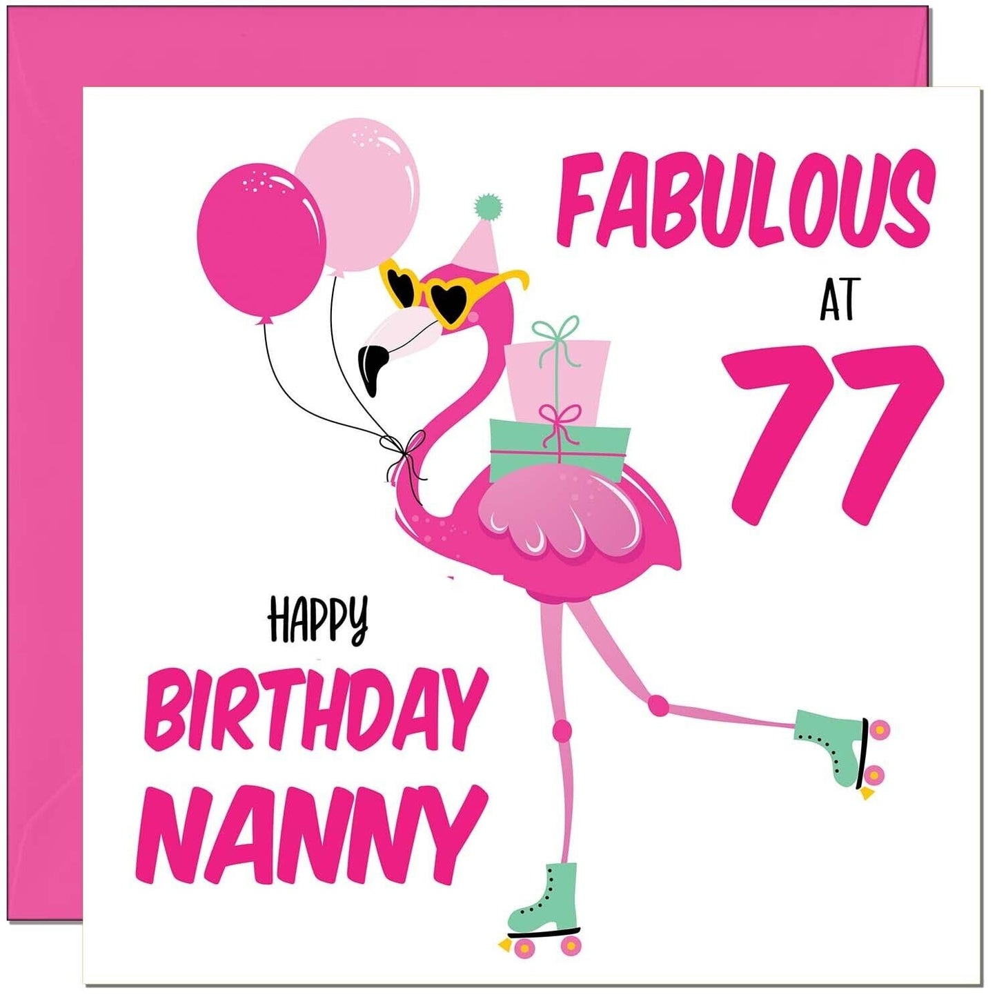 Nanny Birthday Card - Fabulous Flamingo - Ladies Grandmother Pink Cute Grandma