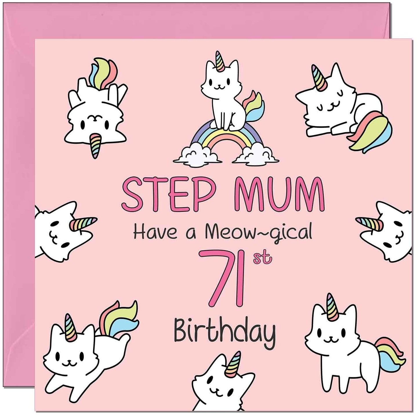 Step Mum Birthday Card - Funny Cat Cute Step Mom