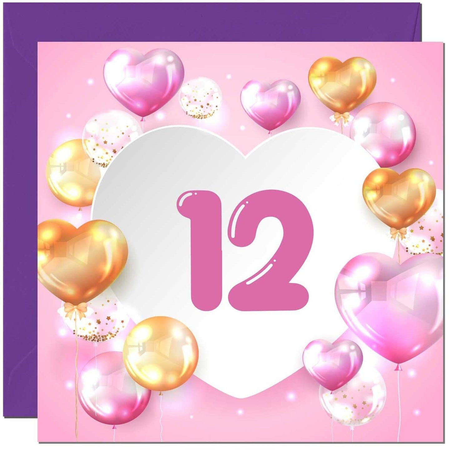 Birthday Card for women Girls Pink Balloon Numbers