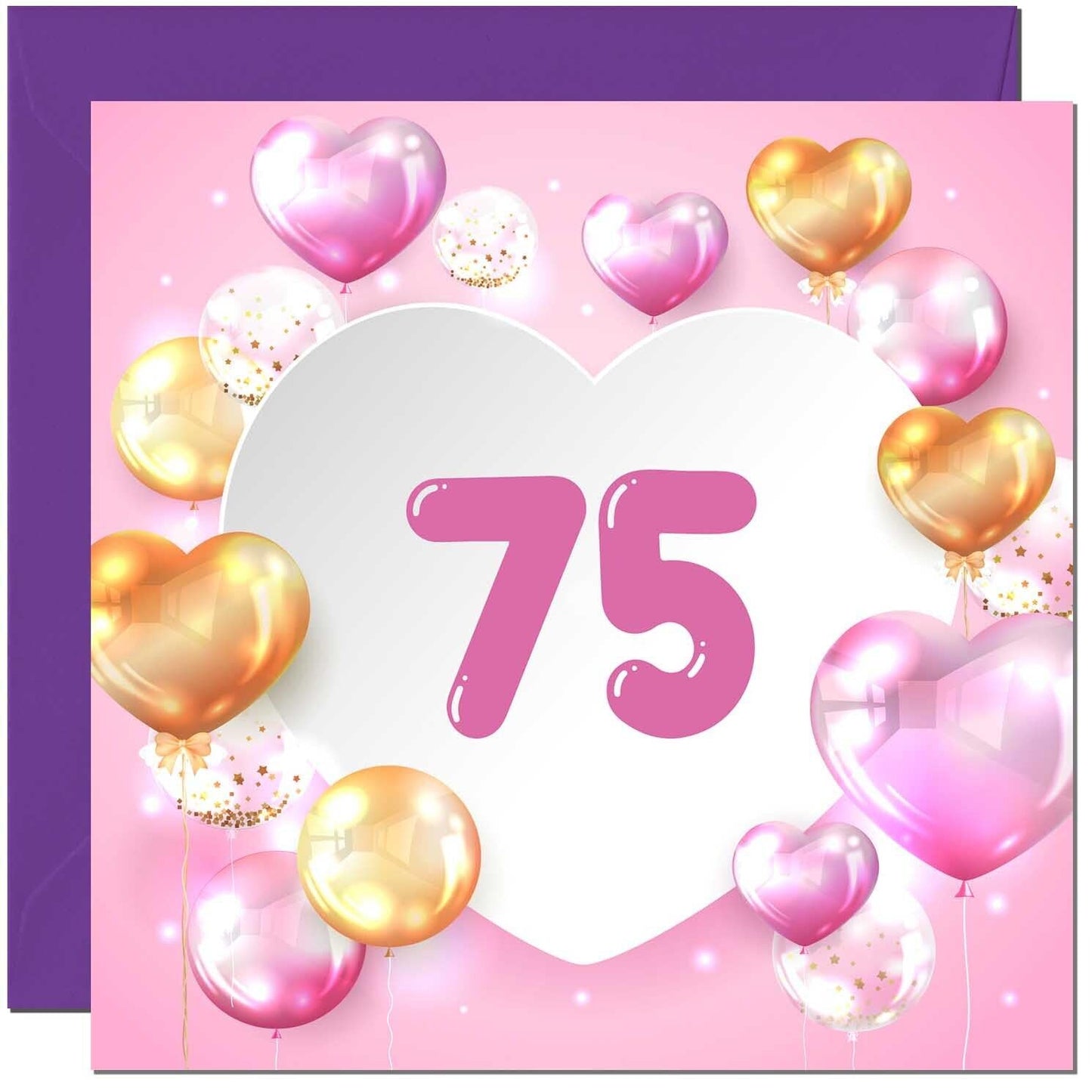 Birthday Card for women Girls Pink Balloon Numbers