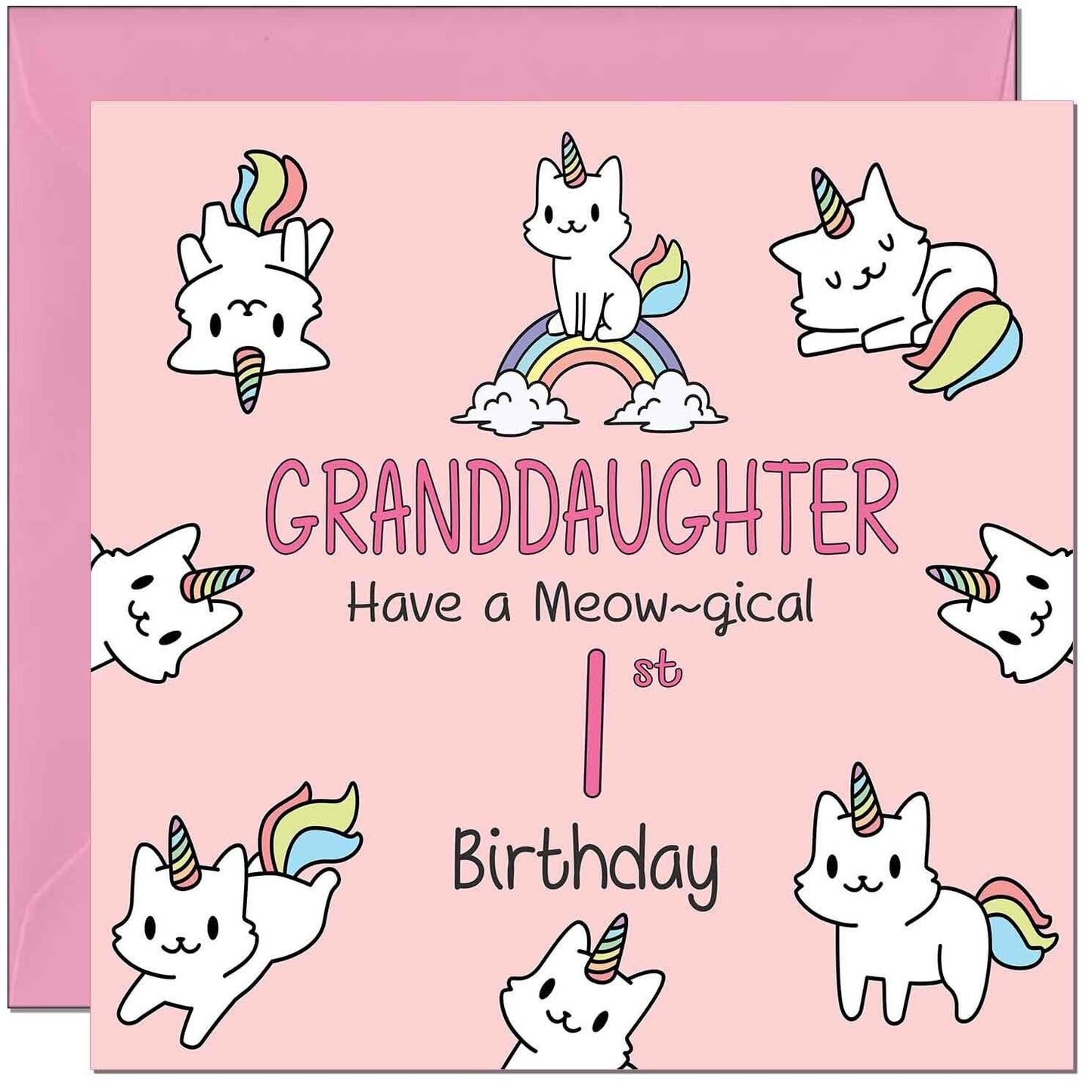 Granddaughter Birthday Card - Funny Cat Cute Granddaughters