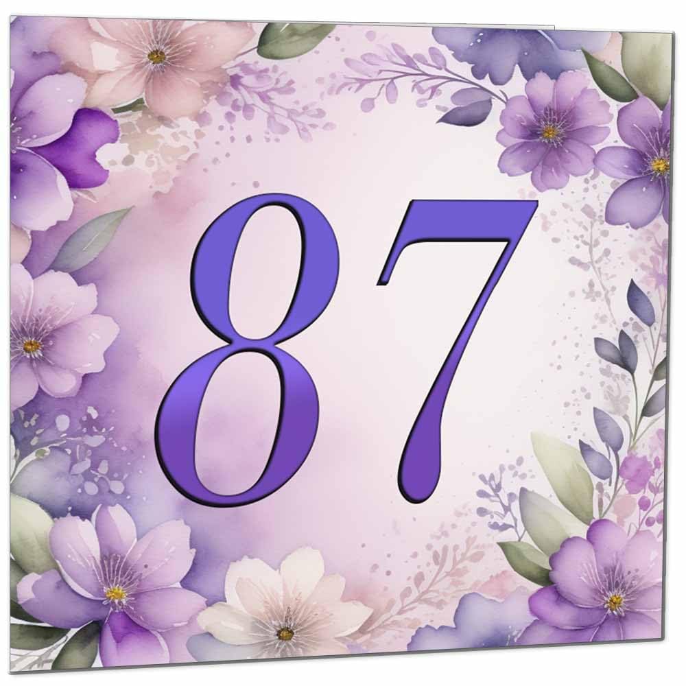Birthday Card for Women - Purple Floral 80th Birthday Cards for year old woman Ladies Grandma Nan Aunt Mum Sister Mom Friend