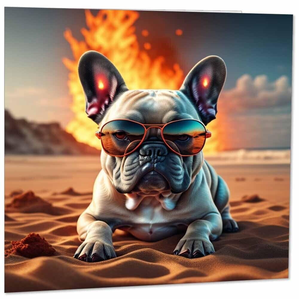 Funny Bulldog Greeting Card - French Bulldog Card - 145mm x 145mm