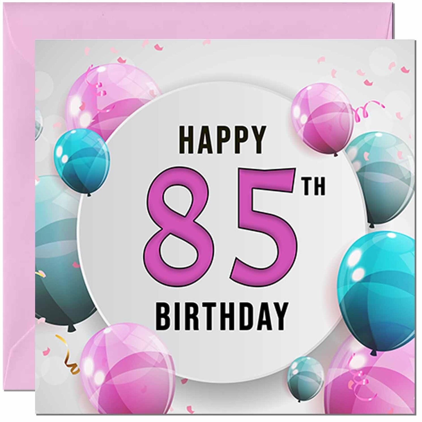 Birthday Card for women - Pink Turquoise Balloon Number