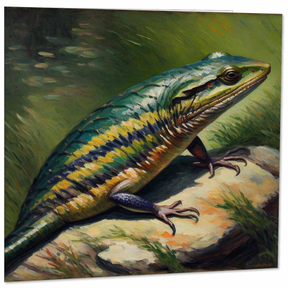 Skink Greeting Card Animal Impressionism Art 145mm x 145mm