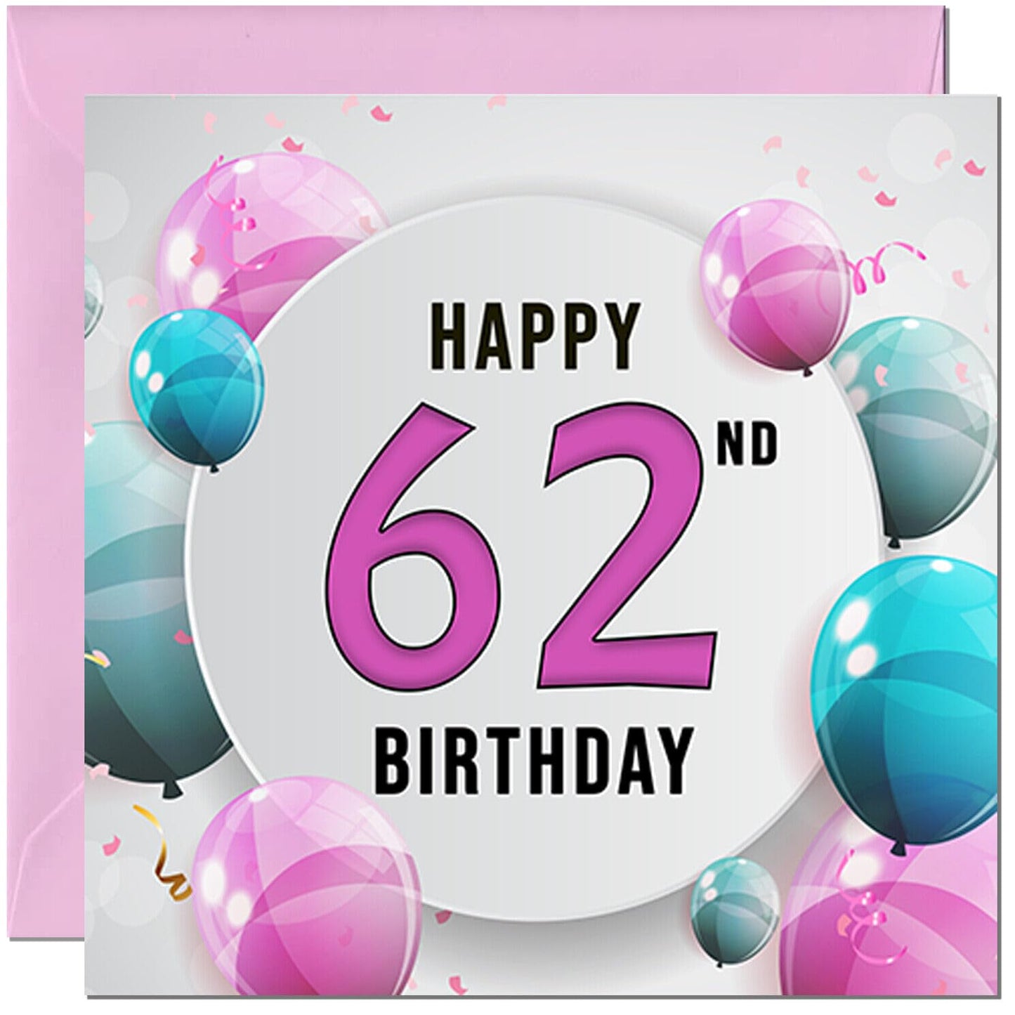 Birthday Card for women - Pink Turquoise Balloon Number