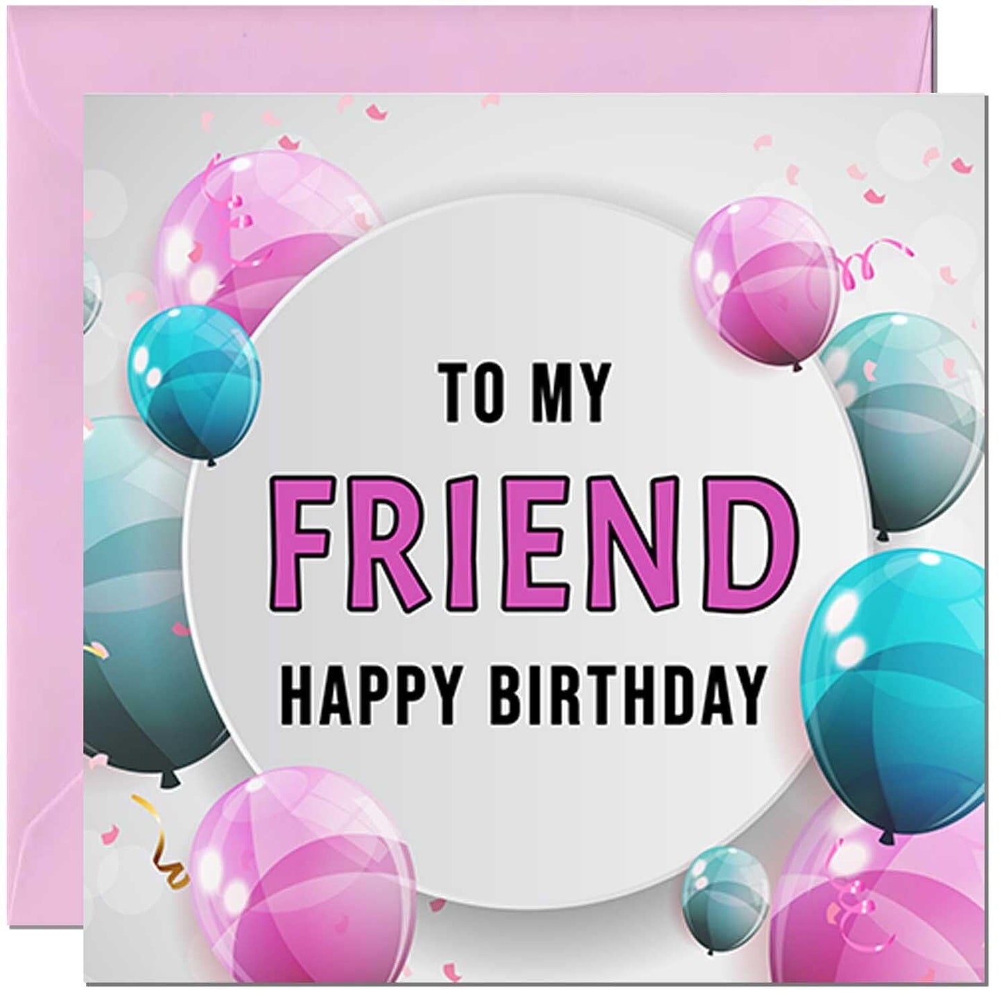 Birthday Card for women - Pink Turquoise Balloon Number