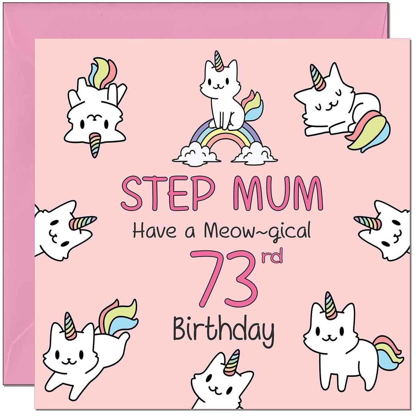 Step Mum Birthday Card - Funny Cat Cute Step Mom