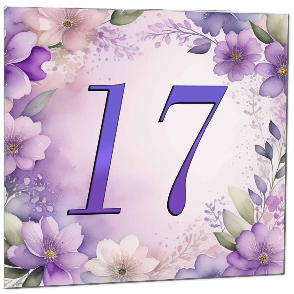 Birthday Card for Women - Purple Floral 80th Birthday Cards for year old woman Ladies Grandma Nan Aunt Mum Sister Mom Friend