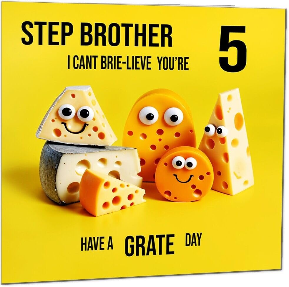 Step Brother Birthday Card - Cheese Pun Funny Step-Brothers