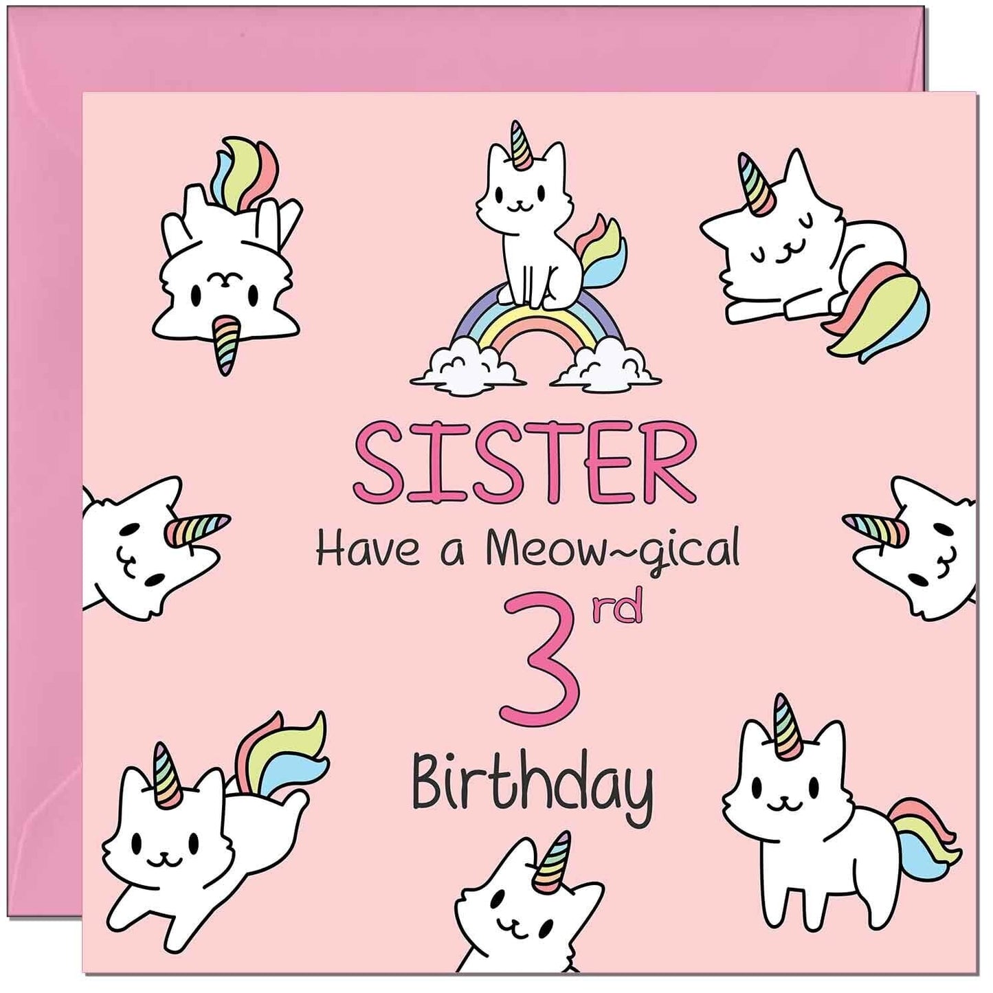 Sister Birthday Card - Funny Cat Cute Sister's