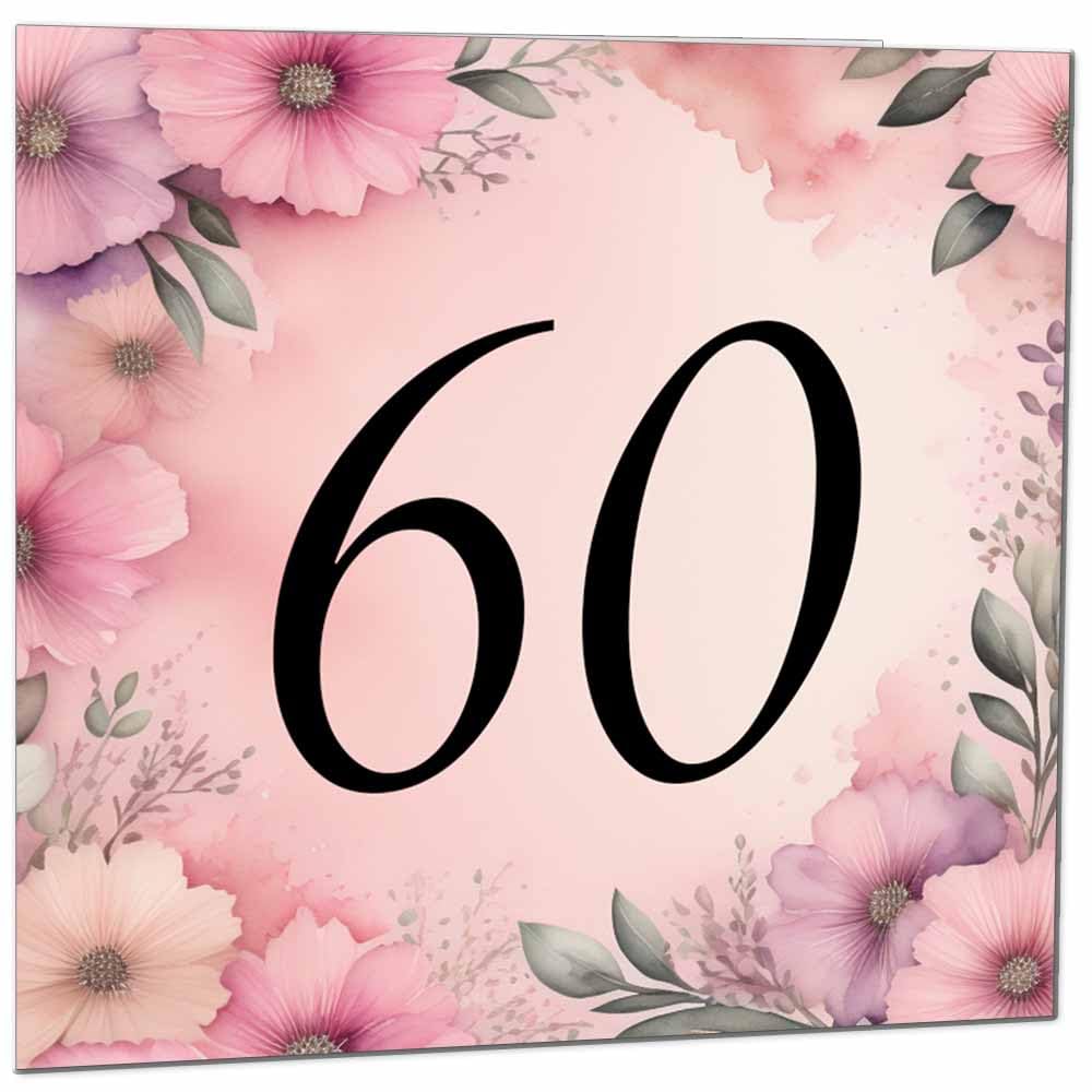 Birthday Card for Women Men - Pink Floral Birthday Cards for 39 year old woman thirty Nine, thirty ninth Ladies Mum Aunt Sister Niece Daughter