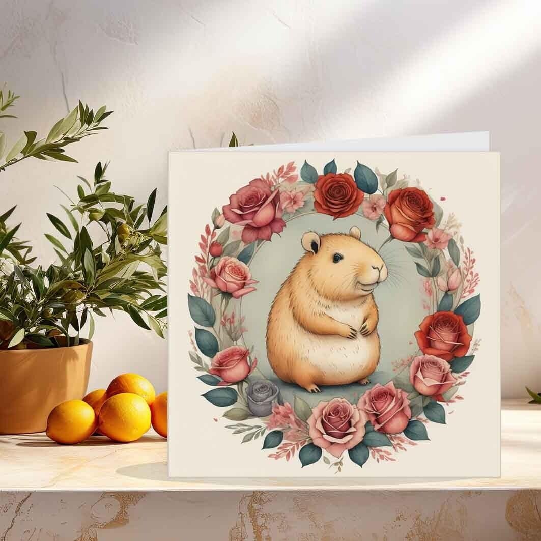 Capybara Card Birthday Card Anniversary Valentines Cards Love 145mm x 145mm
