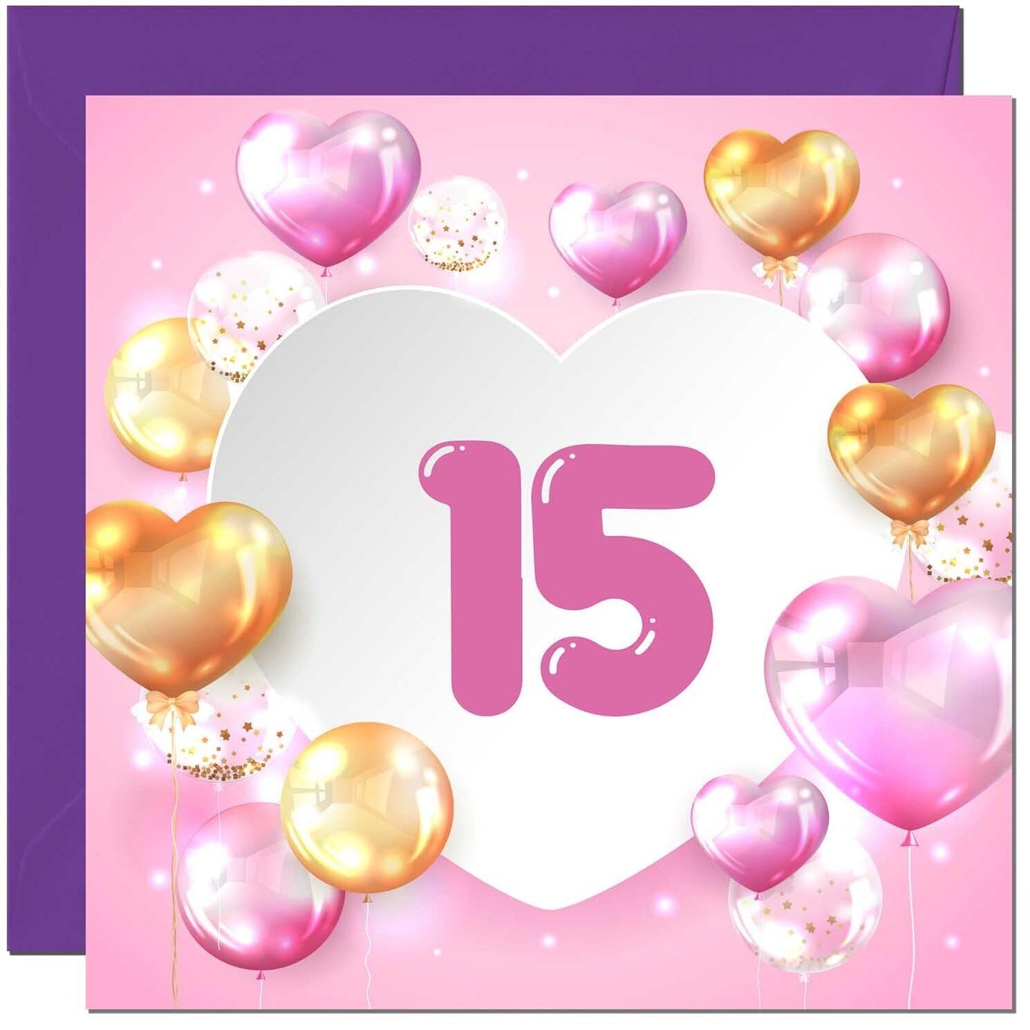 Birthday Card for women Girls Pink Balloon Numbers