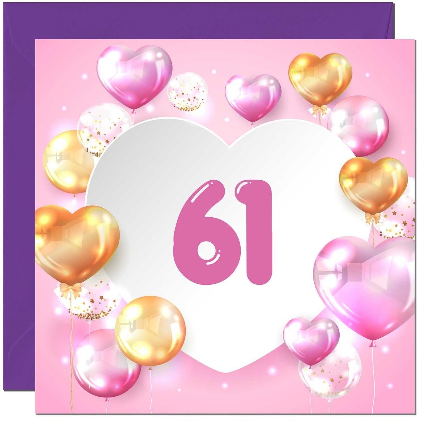 Birthday Card for women Girls Pink Balloon Numbers