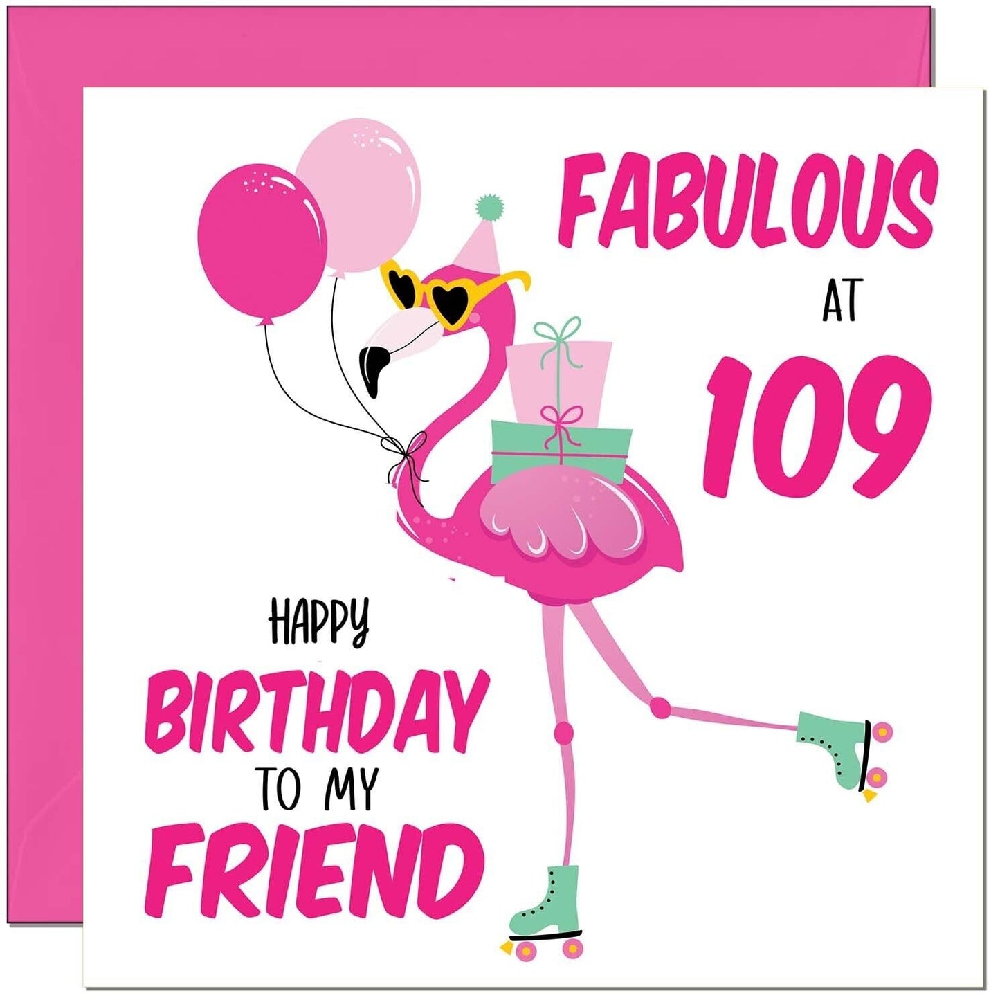 Womens Birthday Card for Friend - Fabulous Flamingo - Ladies Pink Cute Friend