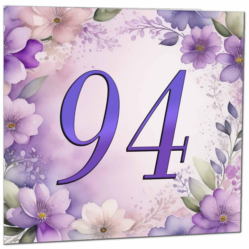 Birthday Card for Women - Purple Floral 80th Birthday Cards for year old woman Ladies Grandma Nan Aunt Mum Sister Mom Friend