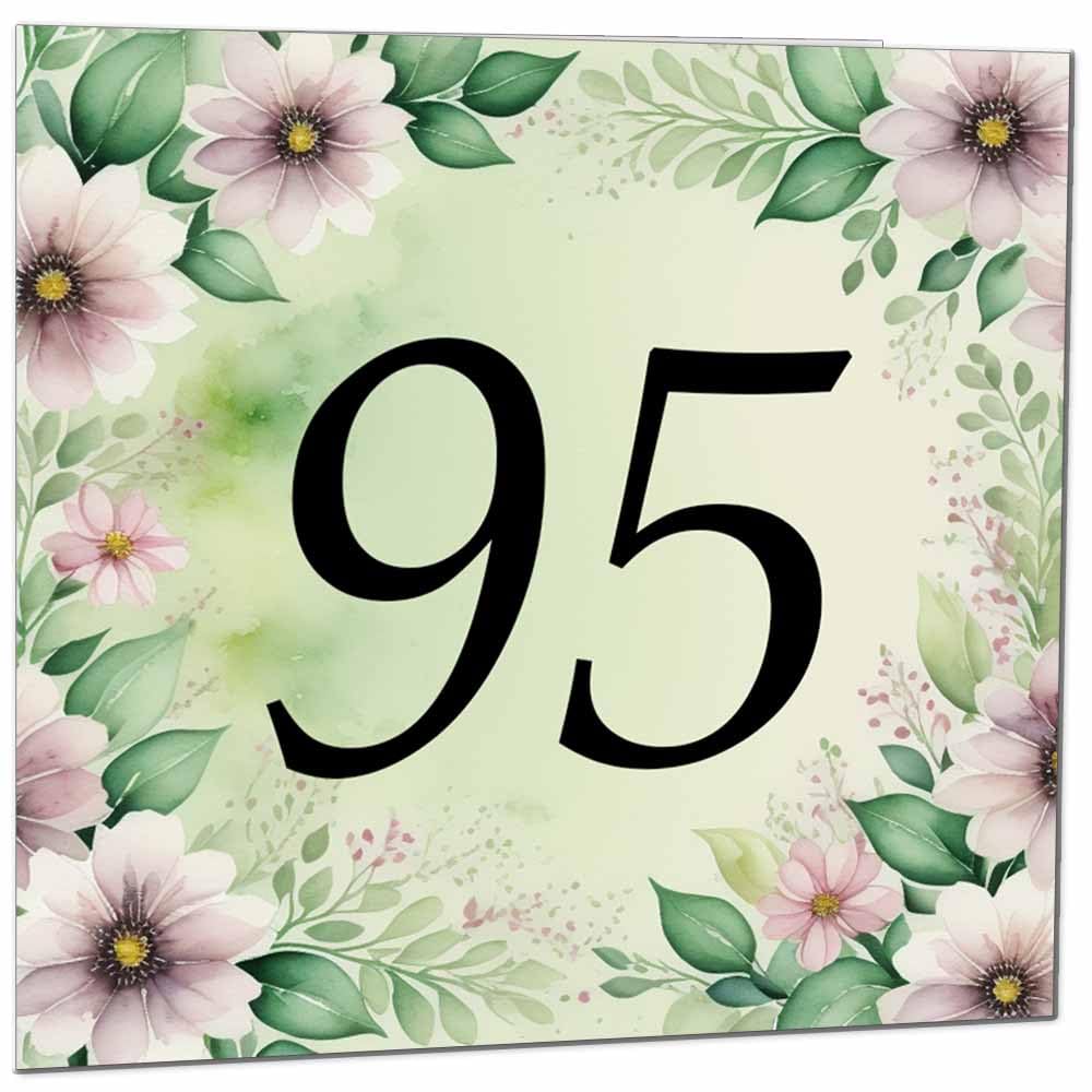 80th Birthday Card for Women Men - Green Floral Birthday Cards for 80 year old Lady Eighty Eightieth Ladies Grandma Nan Aunt Mum Sister Mom Friend