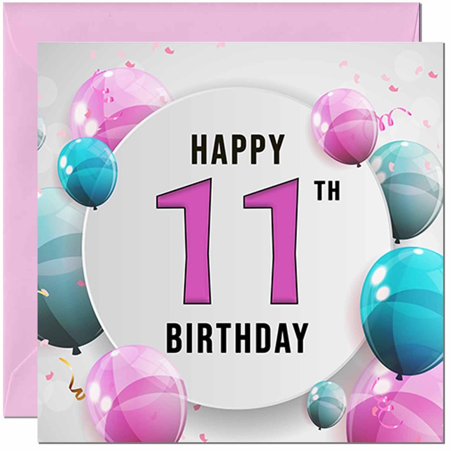 Birthday Card for women - Pink Turquoise Balloon Number