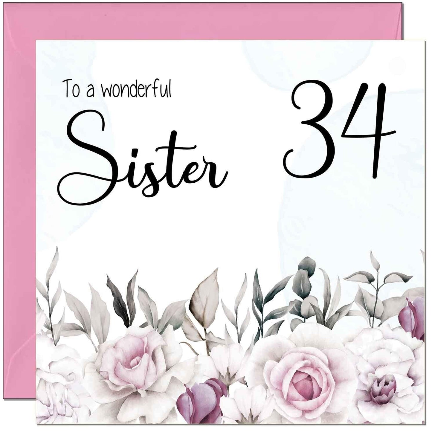 Sister's Birthday Card for Sister Floral Elegant