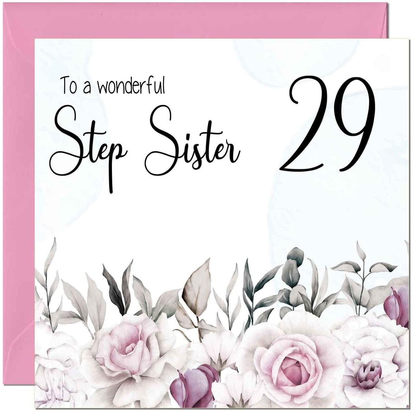 Step Sister Birthday Card Floral Elegant Step Sisters